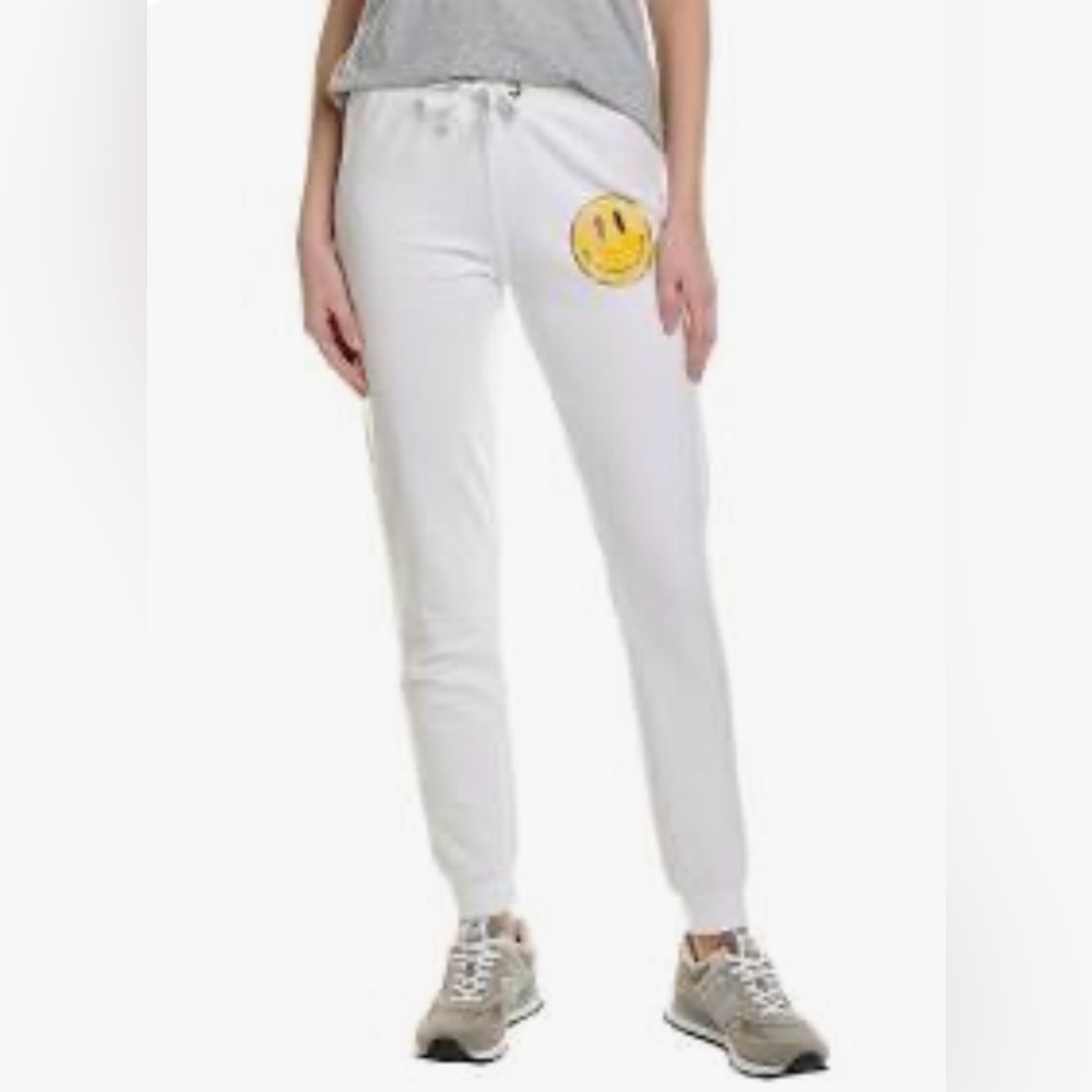 Prince Peter Collection White Joggers with Yellow Smile NWT